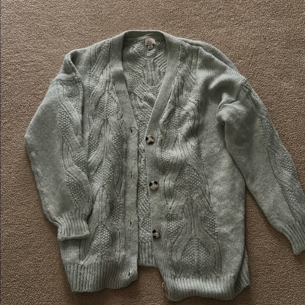 A New Day baby blue&gray Cardigan Sweater V-Neck
